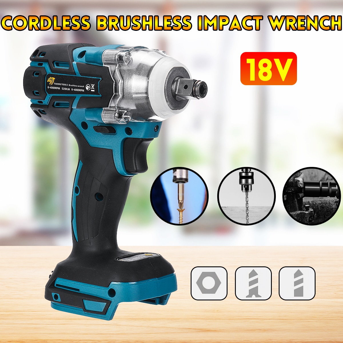 18V Electric Rechargeable Brushless Impact Wrench Cordless 1/2 Socket Wrench Power Tool For Makita Battery DTW285Z - Image 2