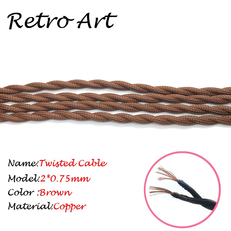 2 core Vintage Textile Electrical Wire twisted Wire Fabric Cable Vintage Lamp Cord - Image 4