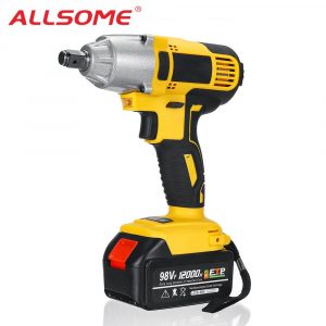 ALLSOME 98VF 320Nm 12000mAh Cordless Electric Impact Wrench Drill Screwdriver 110-240V