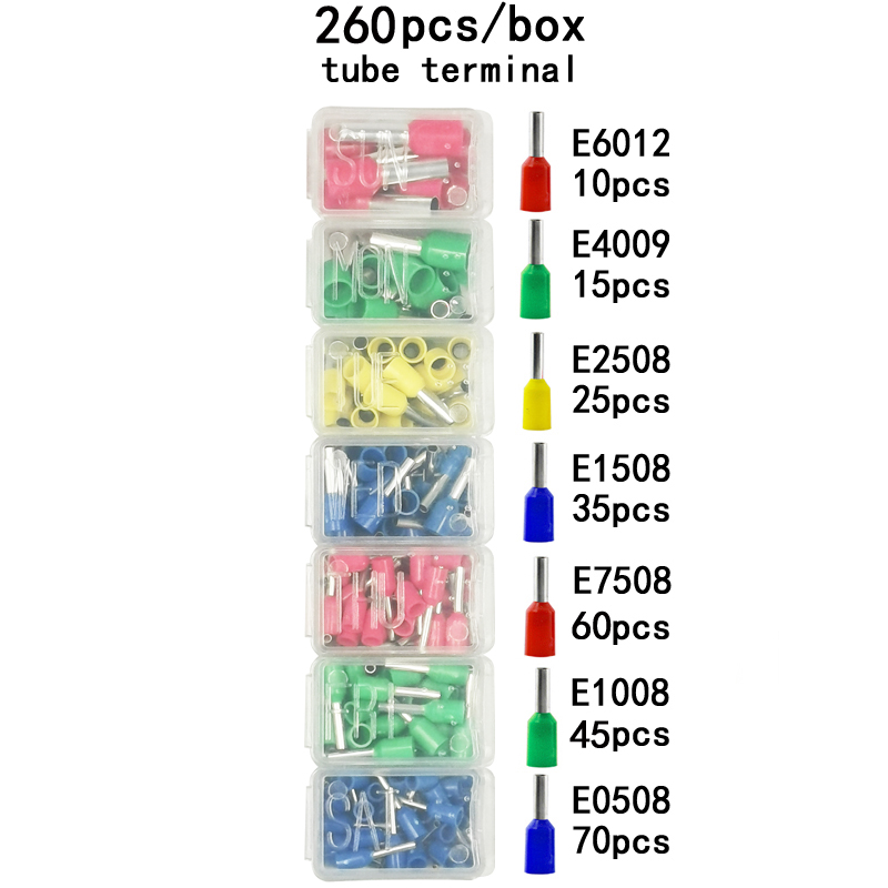 Crimping pliers kit HSC8 10S/6-4/6-6 with tubular terminals 260pcs/box electrical stripping cutting tool clamp set - Image 2