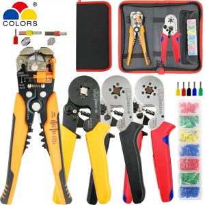 Crimping pliers kit HSC8 10S/6-4/6-6 with tubular terminals 260pcs/box electrical stripping cutting tool clamp set